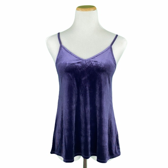 Tops - Eggplant Crushed Velvet Strappy Cami